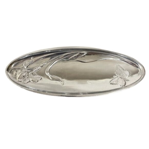 Lenox Butterfly and Flower metal serveware serving tray. - Picture 1 of 7